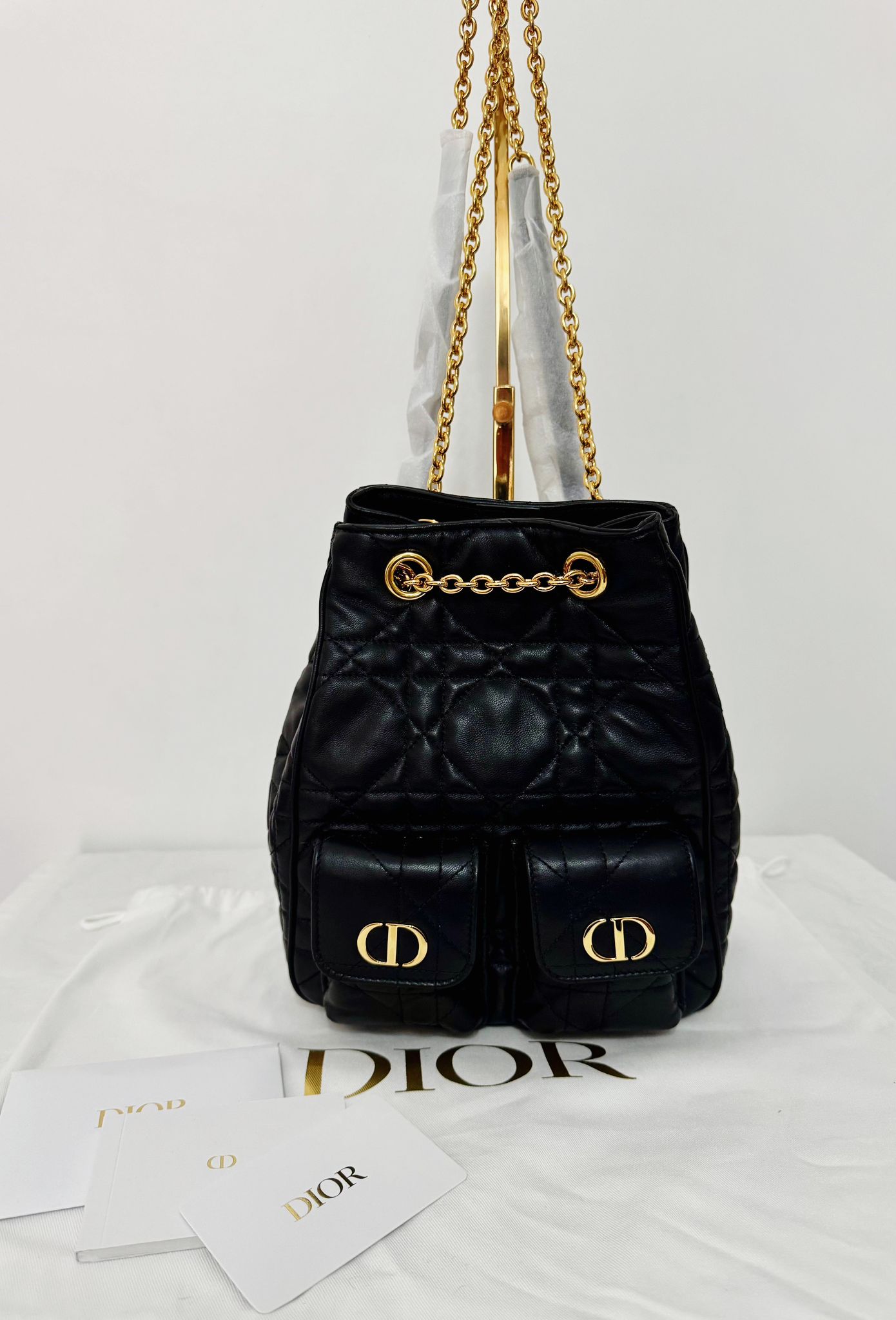 Dior Medium Caro Multicarry Backpack with Chain