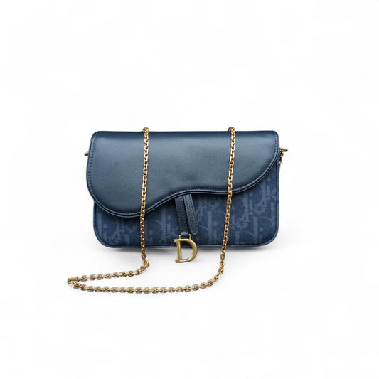Dior Pochette Blu con Catena