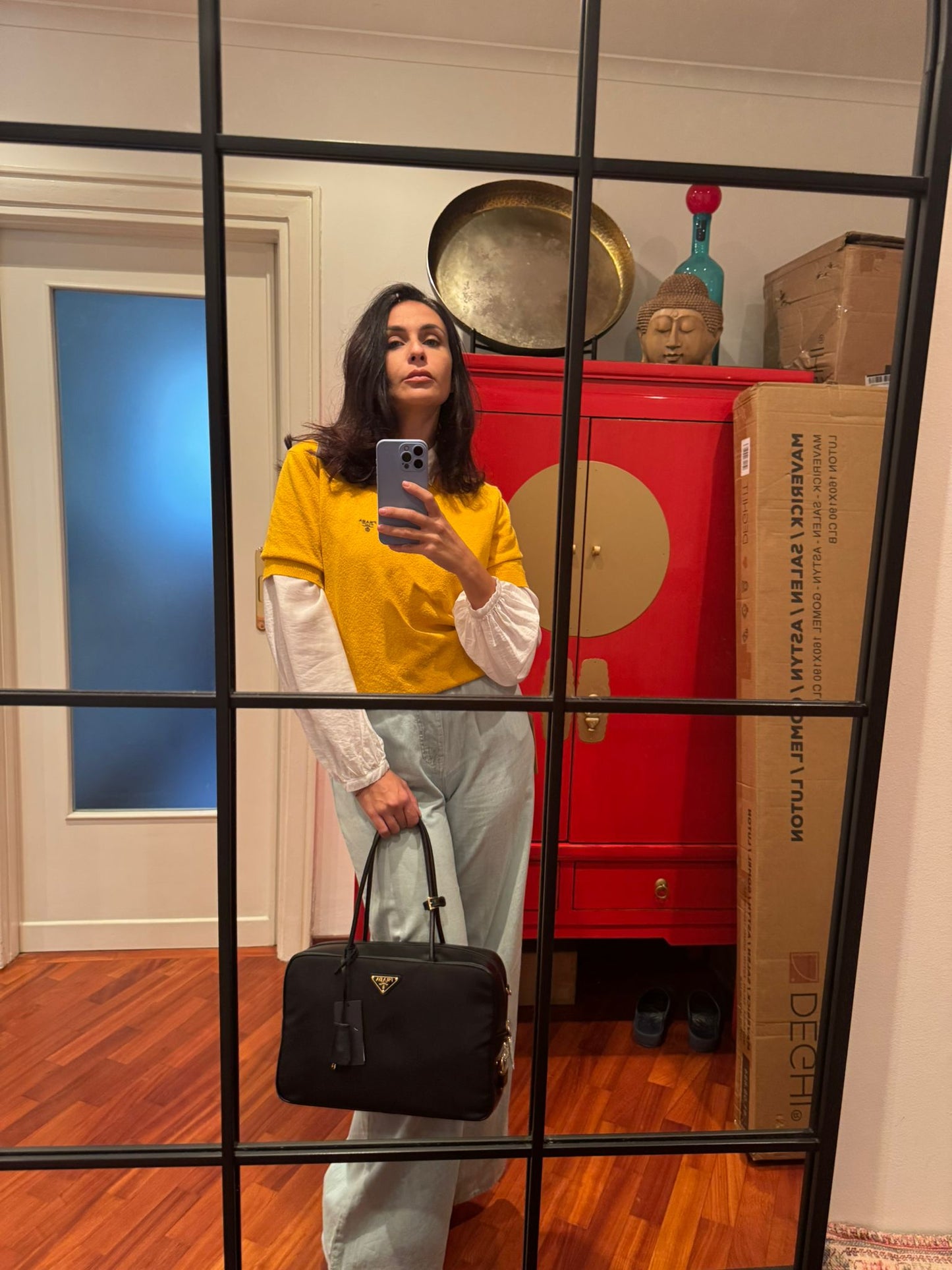 Prada T-shirt in Cotone Color Senape