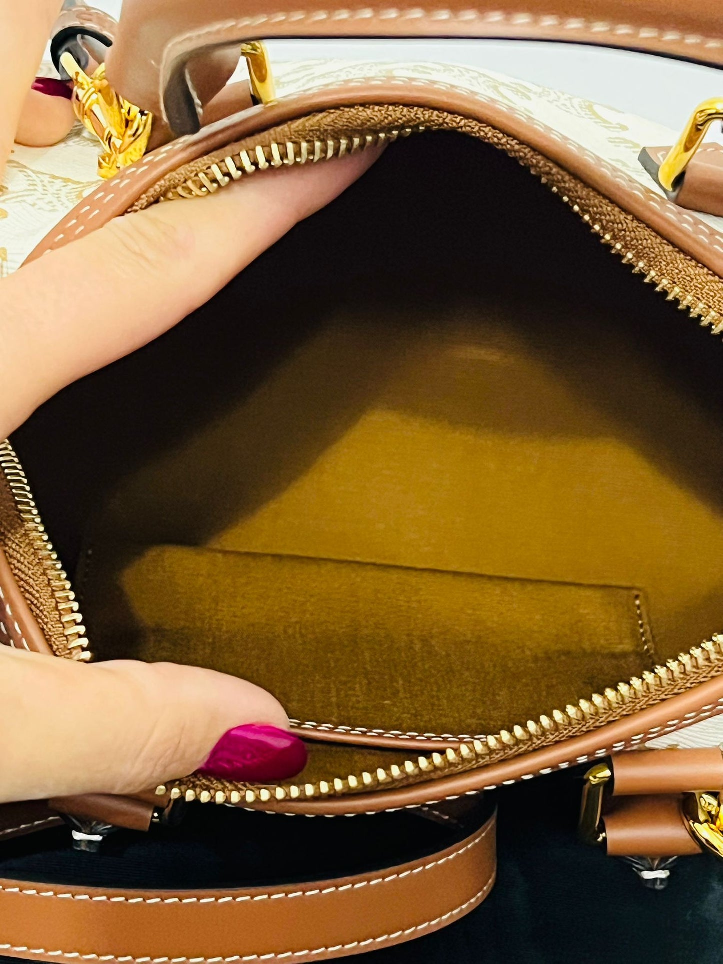 Celine Boston Piccola in Tela Triomphe e Pelle di Vitello