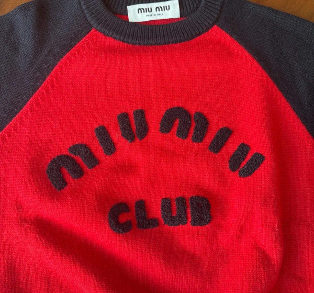 Miu Miu Maglione in Lana Blu e Rosso