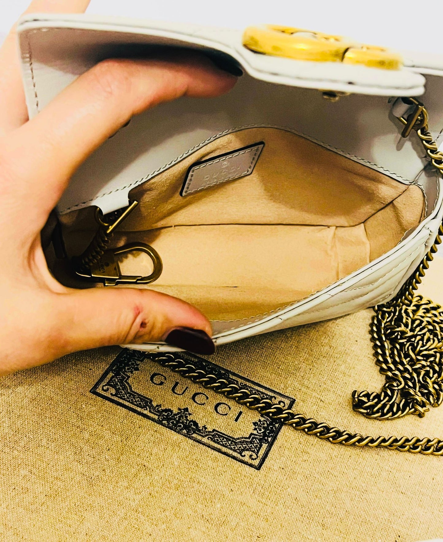 Gucci GG Mini Marmont Borsa a Spalla - Bianco