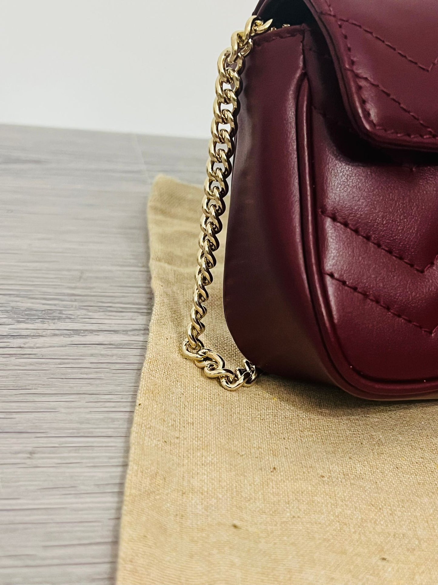 Gucci GG Mini Marmont Borsa a Spalla - Bordeaux