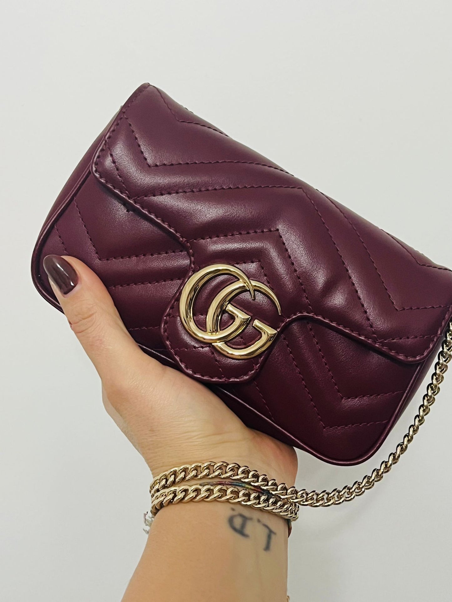 Gucci GG Mini Marmont Borsa a Spalla - Bordeaux
