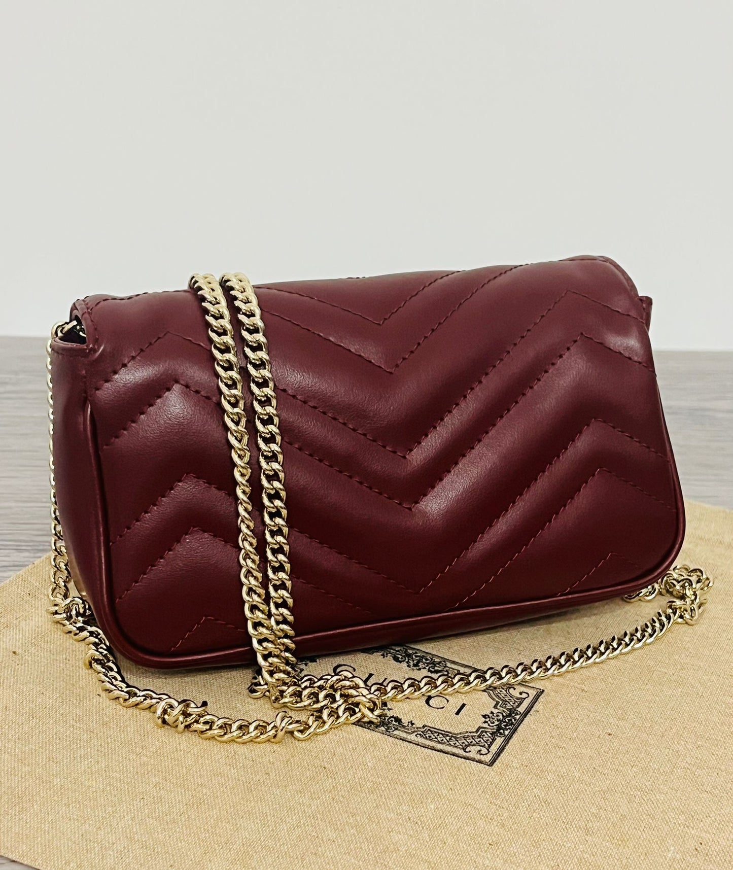 Gucci GG Mini Marmont Borsa a Spalla - Bordeaux