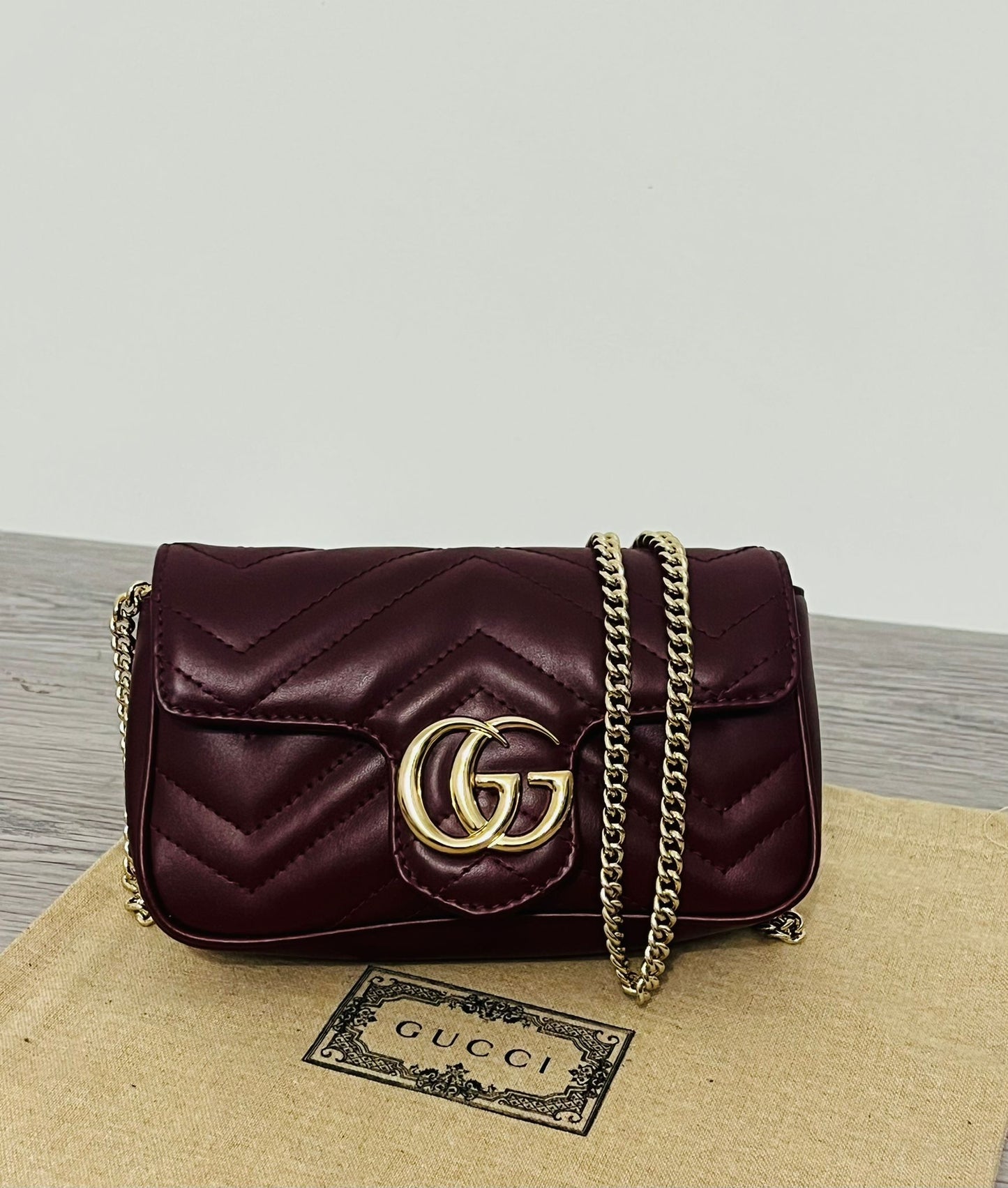 Gucci GG Mini Marmont Borsa a Spalla - Bordeaux
