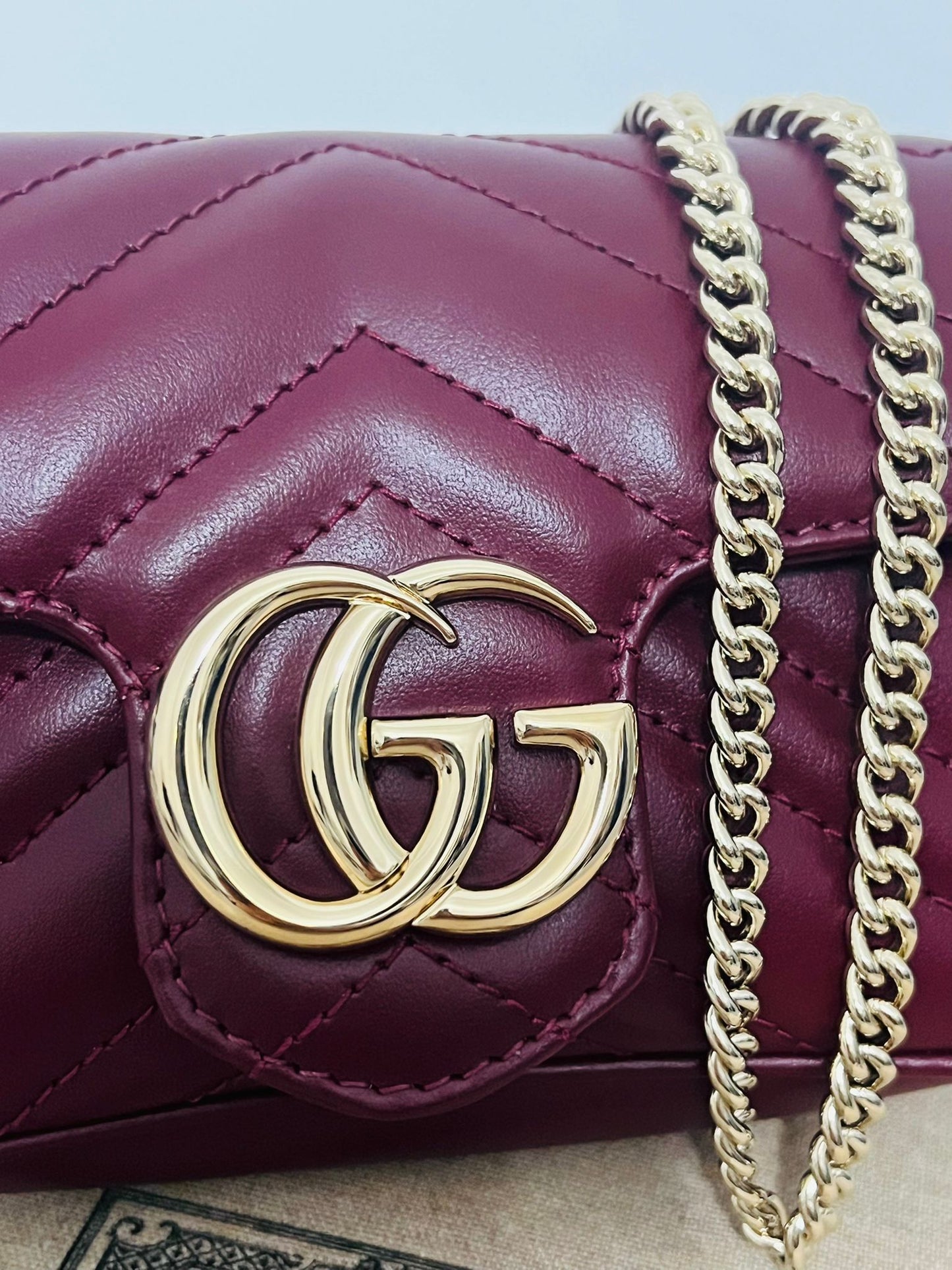 Gucci GG Mini Marmont Borsa a Spalla - Bordeaux