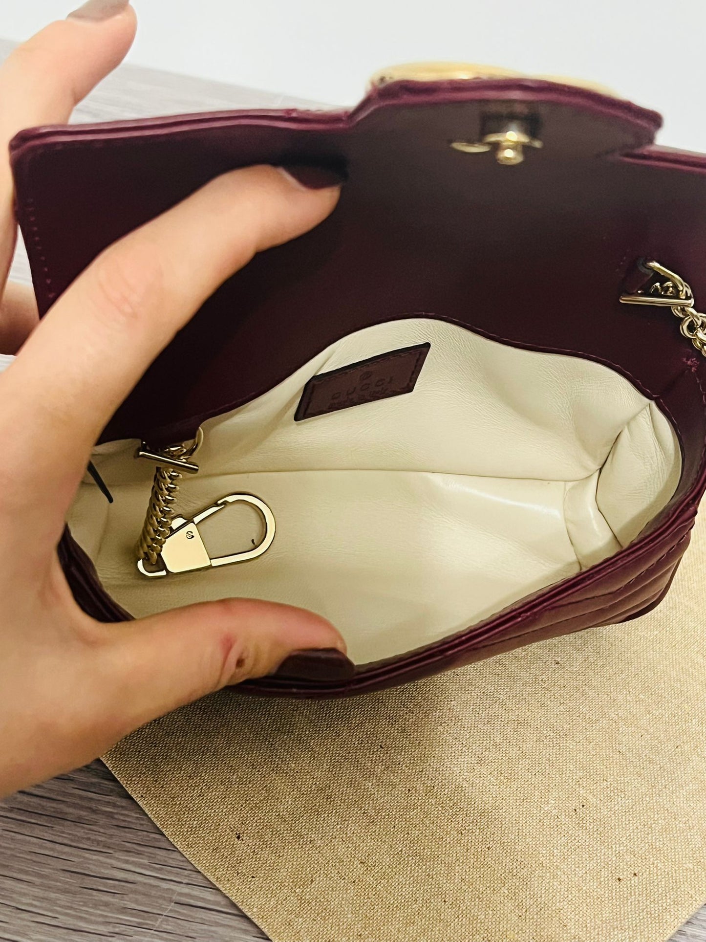 Gucci GG Mini Marmont Borsa a Spalla - Bordeaux