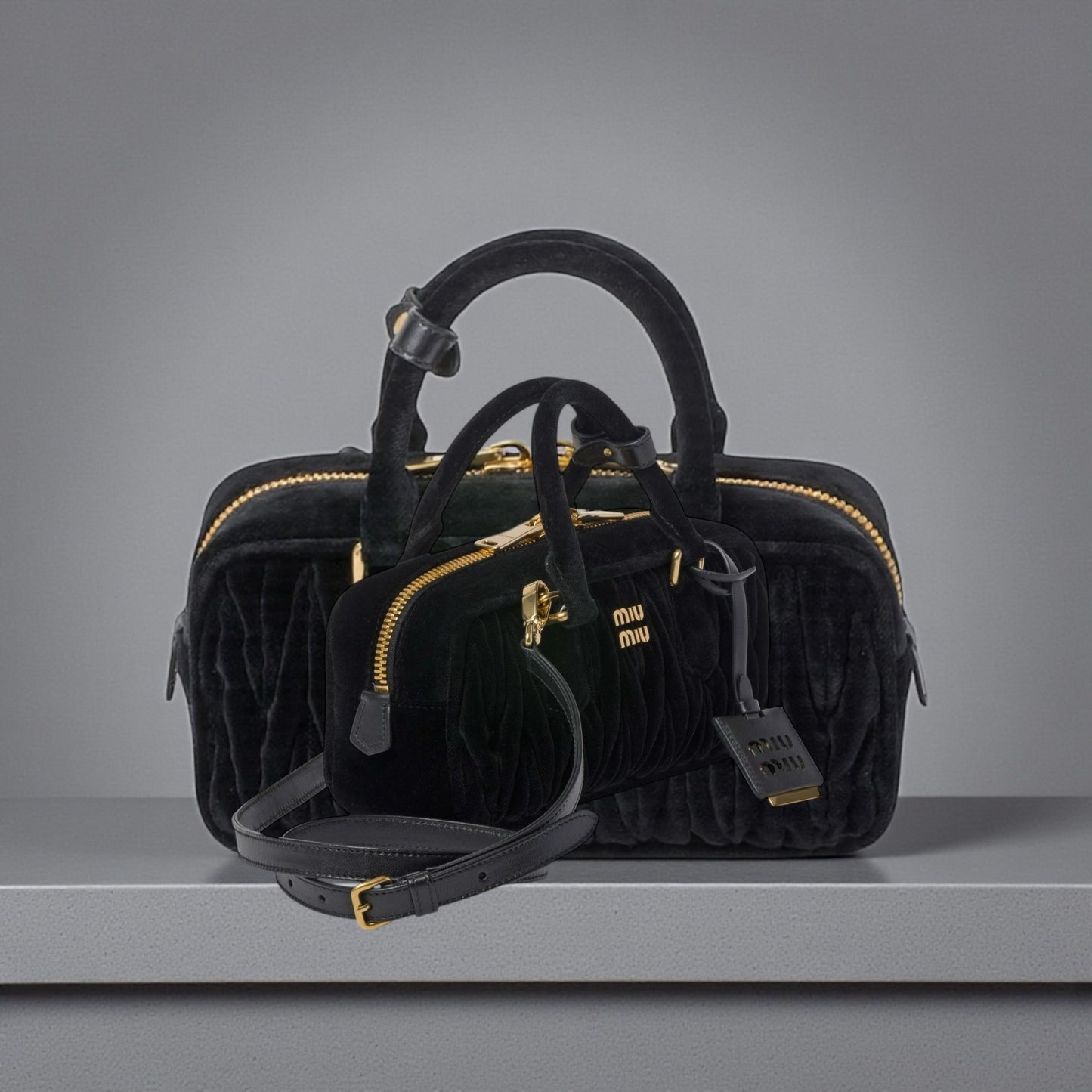 Miu Miu Arcadie in velluto Matelassé nero