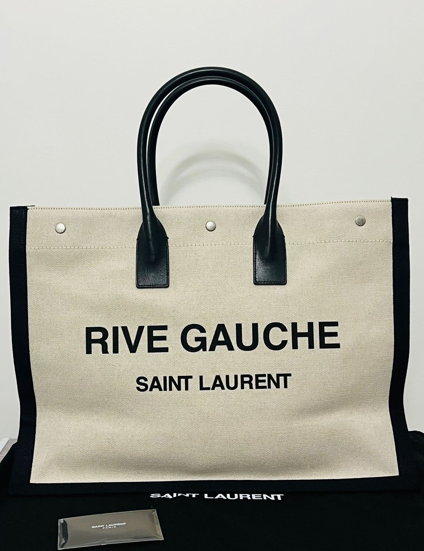 Saint Laurent Borsa Rive Gauche in Canvas e Pelle