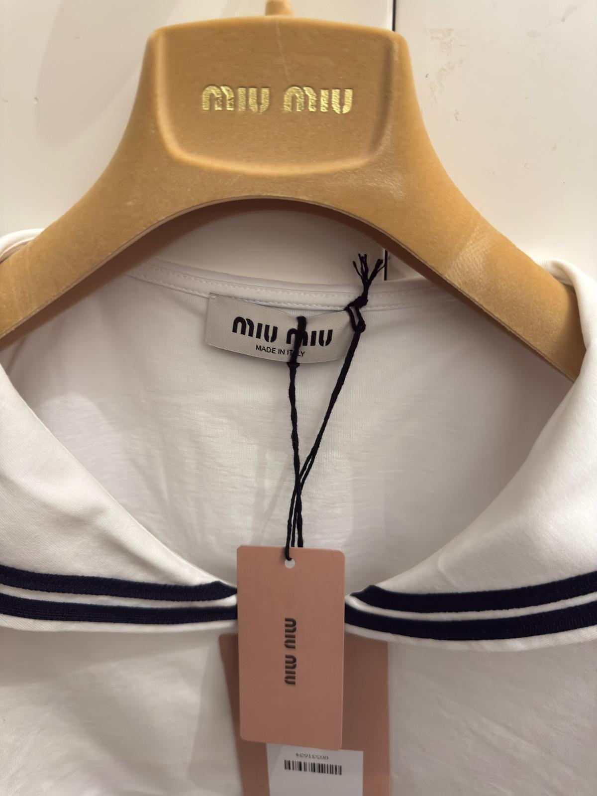 Miu Miu Top Cropped Stile Sailor Bianco