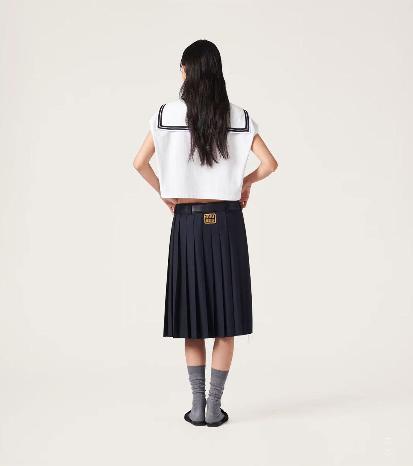 Miu Miu Top Cropped Stile Sailor Bianco