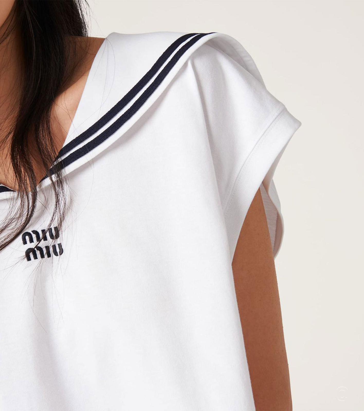 Miu Miu Top Cropped Stile Sailor Bianco