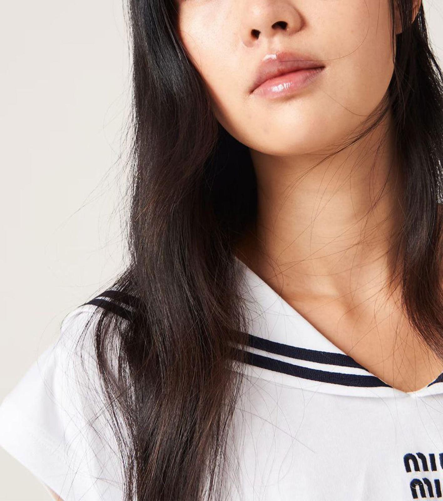 Miu Miu Top Cropped Stile Sailor Bianco