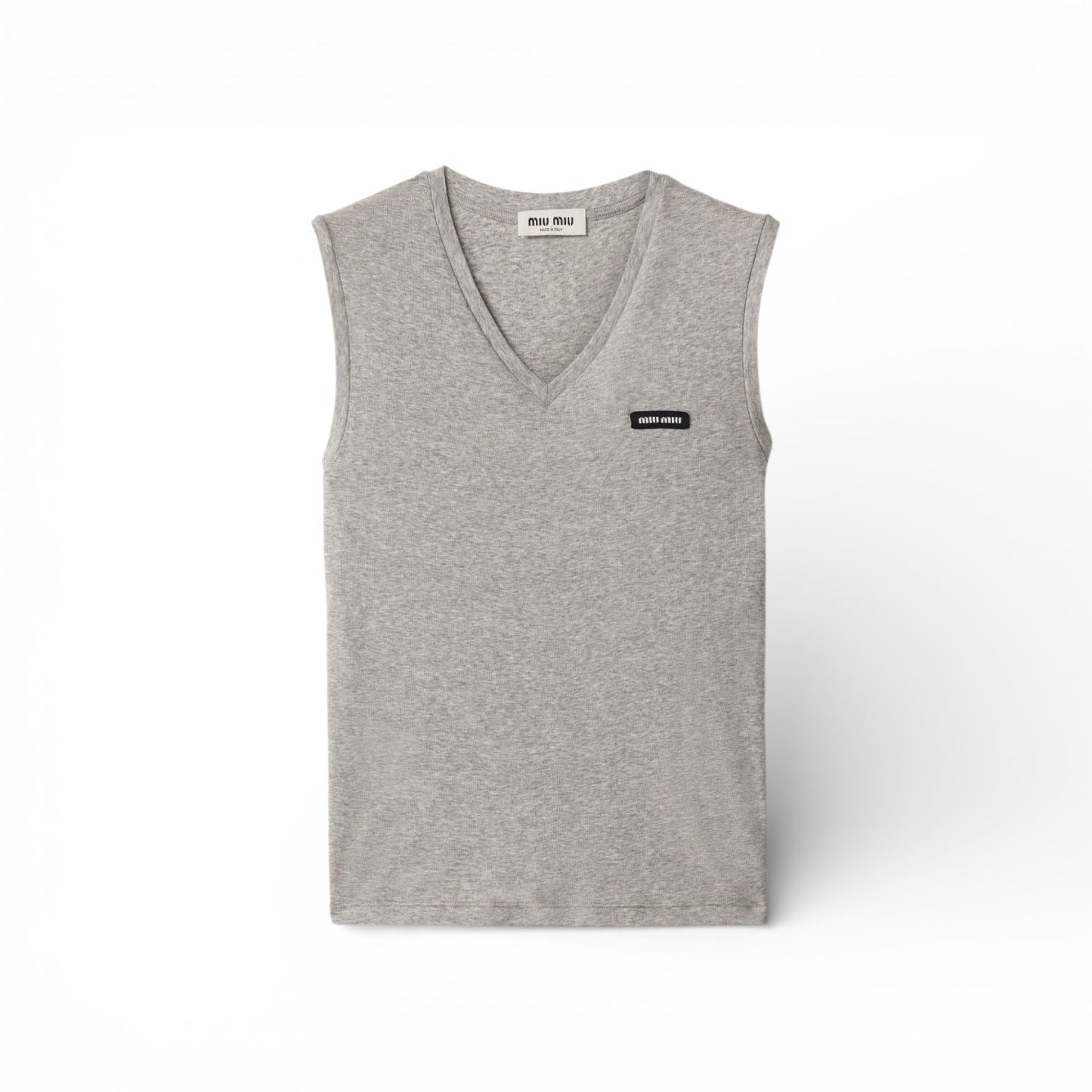 Miu Miu Top Smanicato in Cotone Grigio