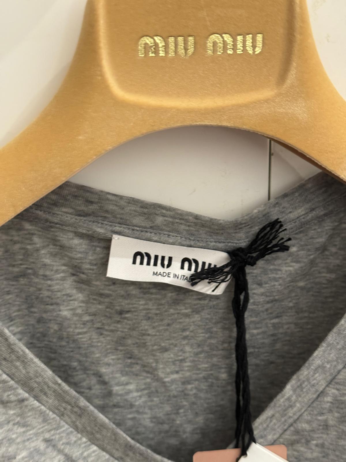 Miu Miu Top Smanicato in Cotone Grigio