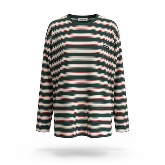 Miu Miu T shirt a righe manica lunga