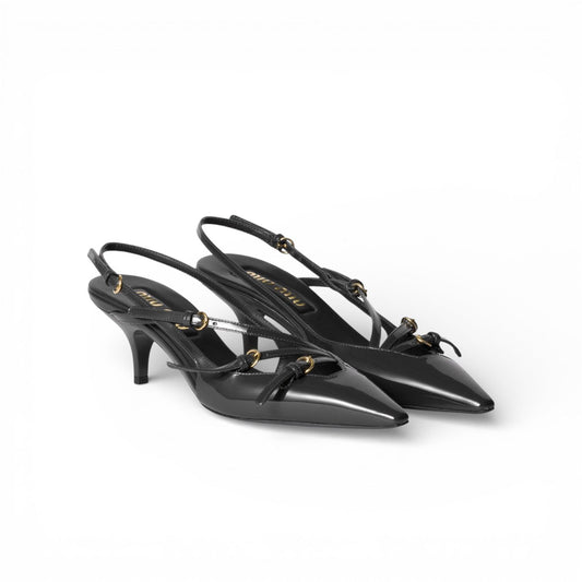 Miu Miu Décolleté slingback in vernice nero