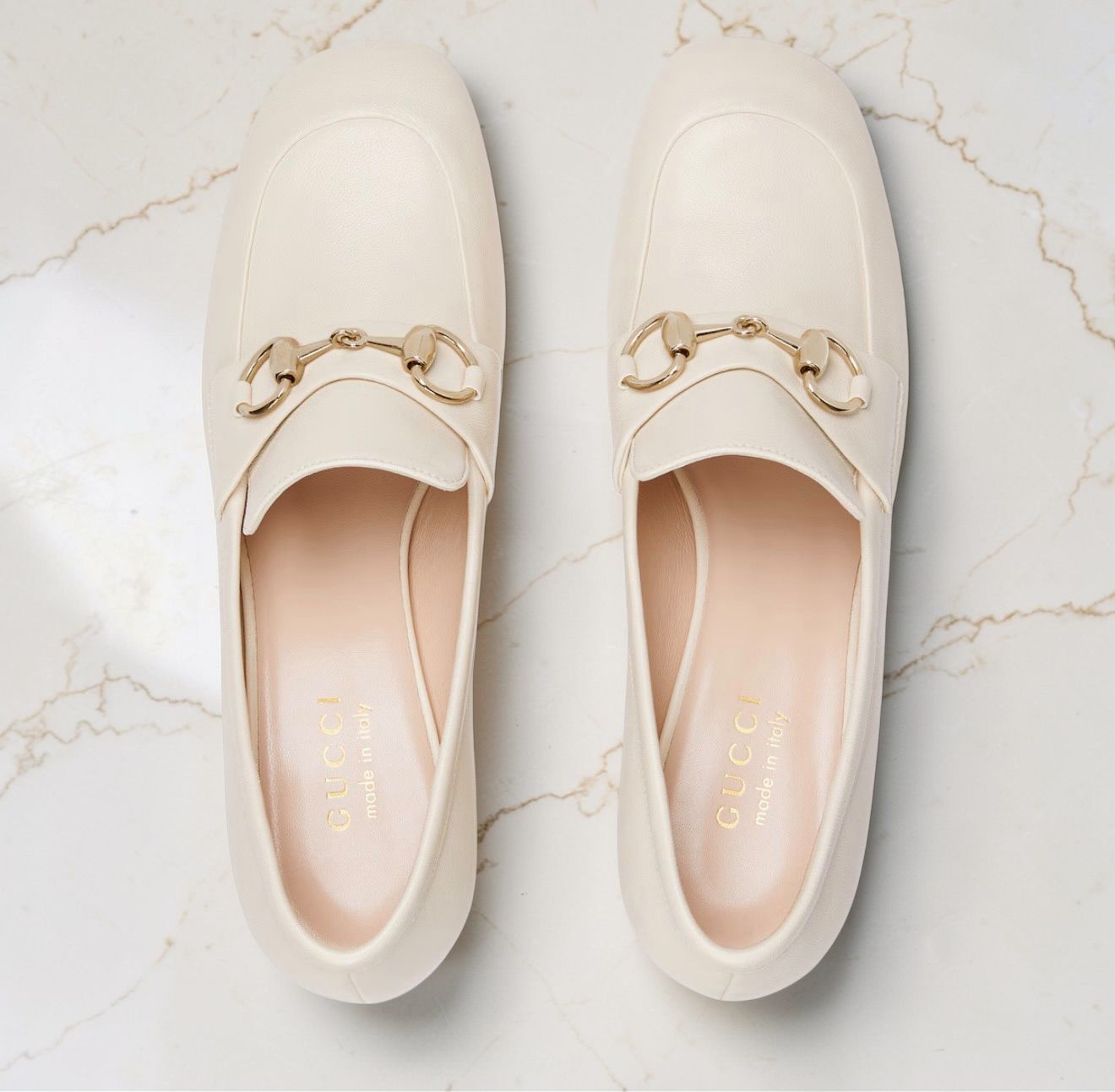 Gucci Décolleté Loafer in pelle avorio con morsetto Horsebit