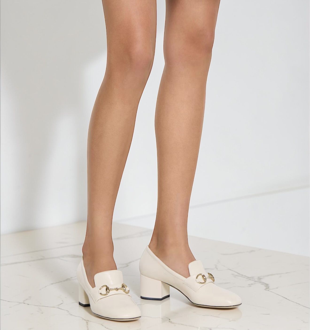 Gucci Décolleté Loafer in pelle avorio con morsetto Horsebit