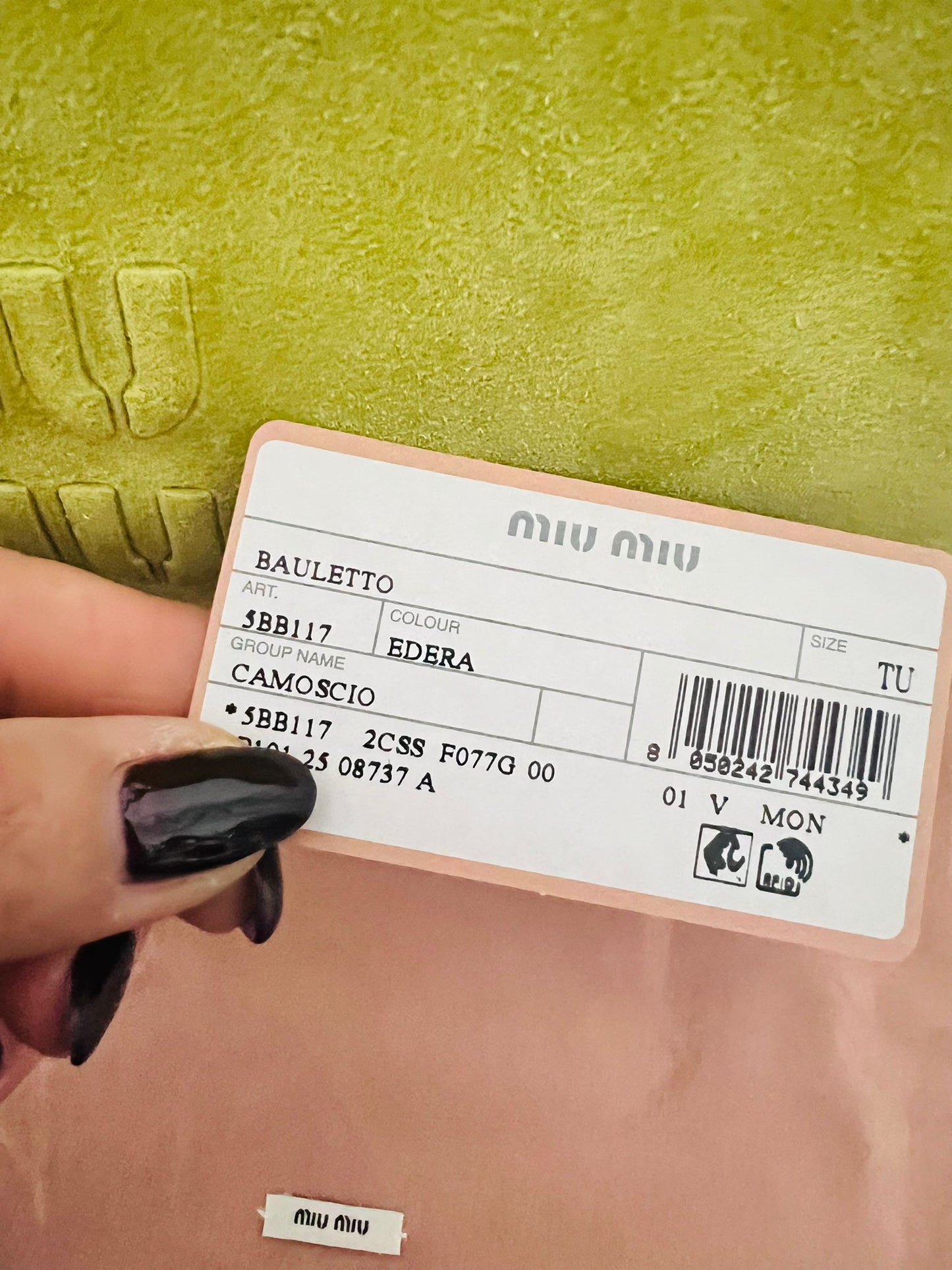 Miu Miu Beau in camoscio - color edera