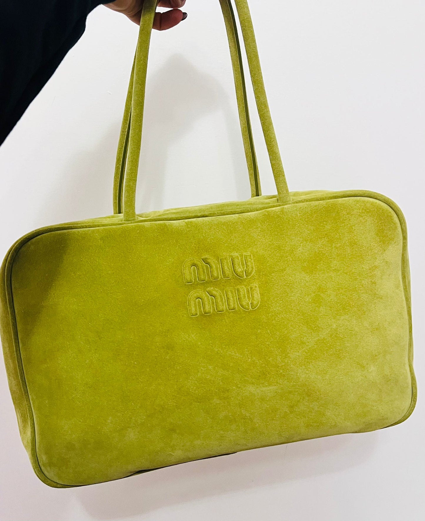 Miu Miu Beau in camoscio - color edera