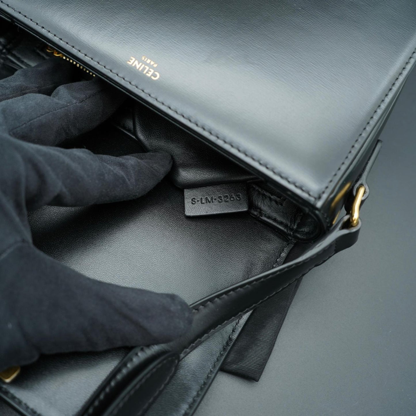 Celine Triomphe Classique Black in shiny calfskin