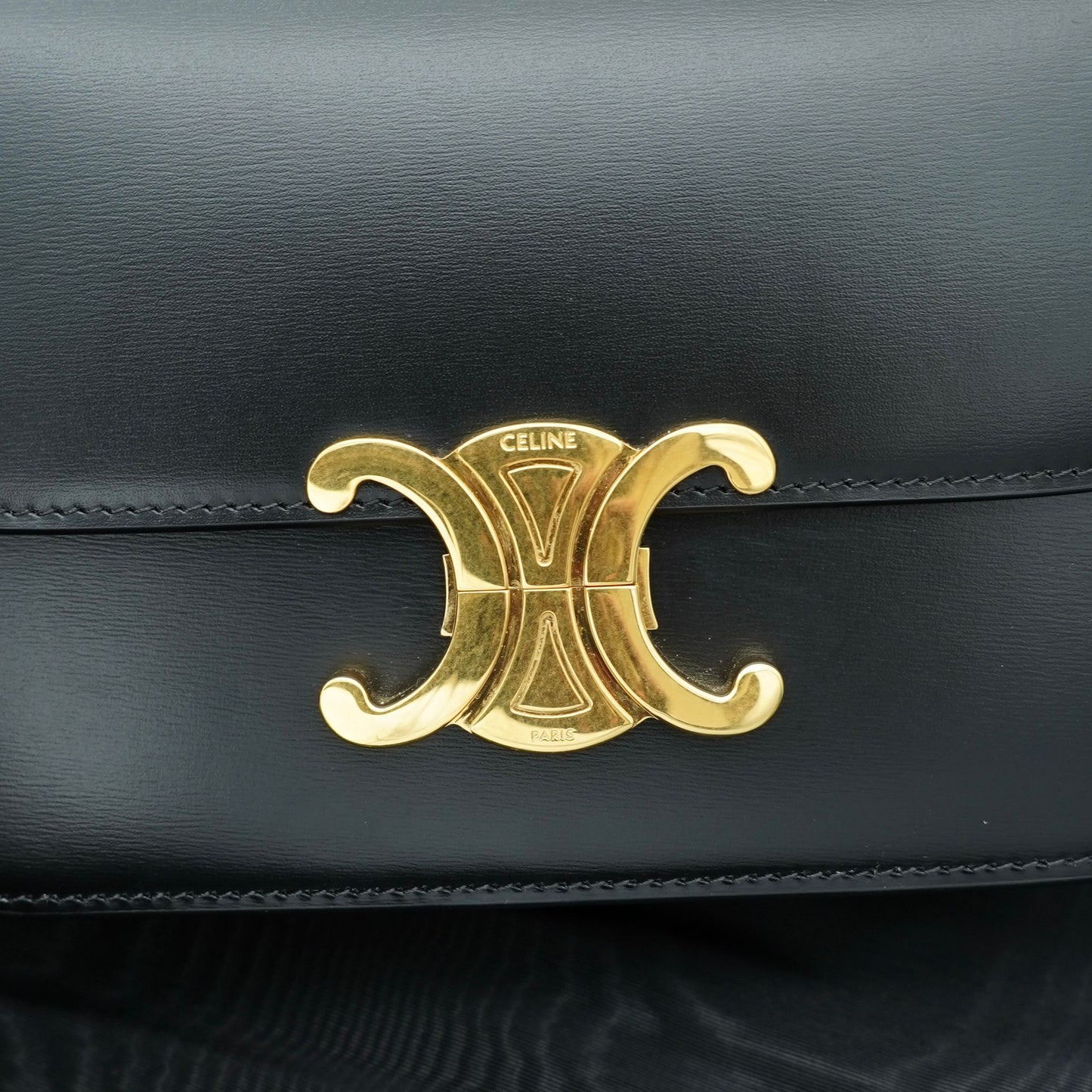 Celine Triomphe Classique Black in shiny calfskin