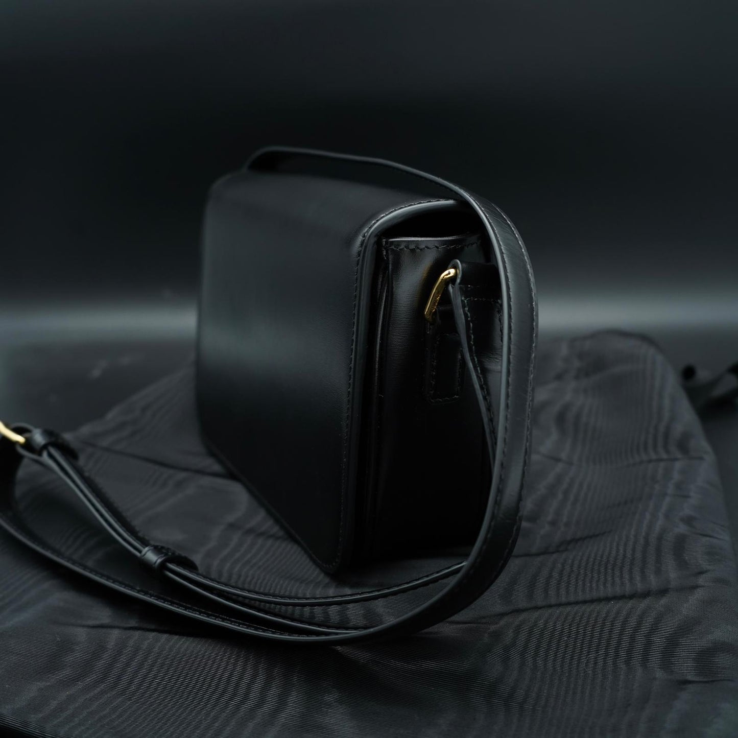 Celine Triomphe Classique Black in shiny calfskin