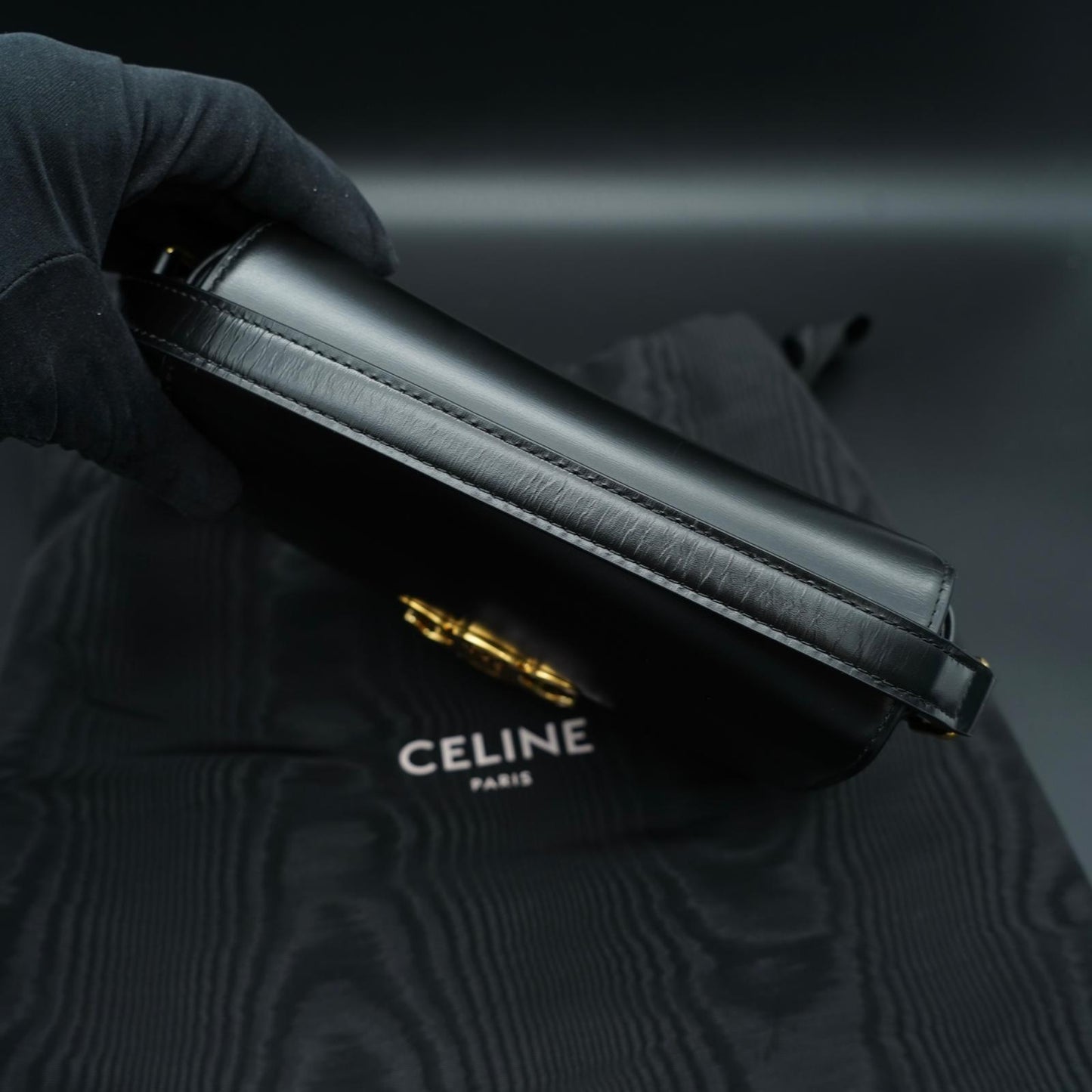 Celine Triomphe Classique Black in shiny calfskin