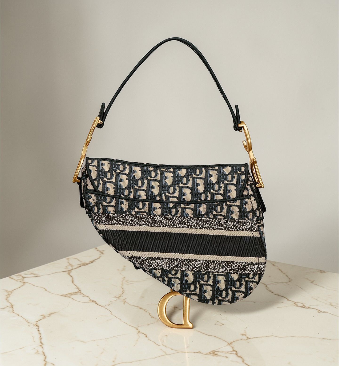 Dior Saddle Ricamo Oblique Blu