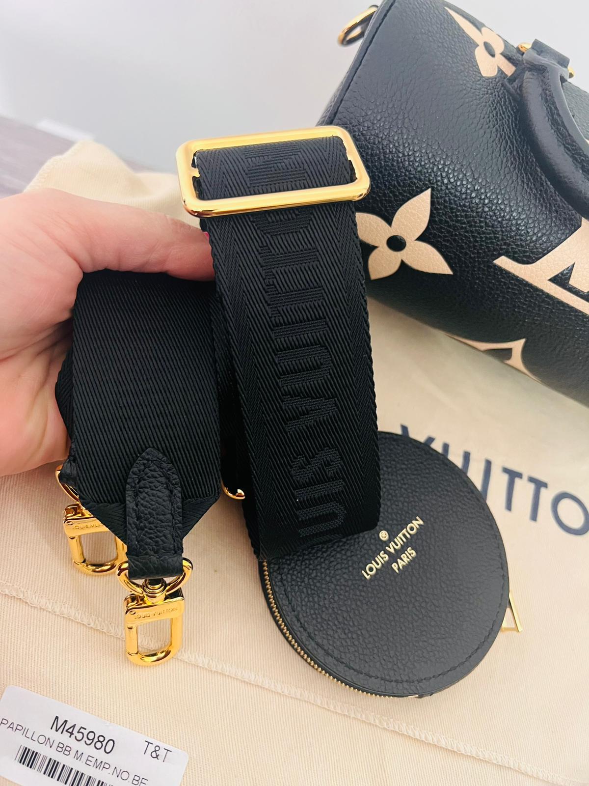 Louis Vuitton Papillon BB Monogram Empreinte nero / beige