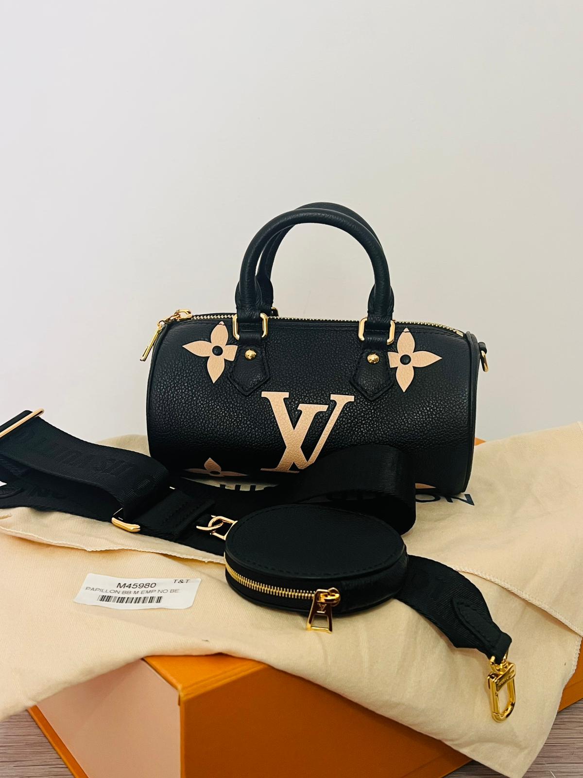 Louis Vuitton Papillon BB Monogram Empreinte nero / beige