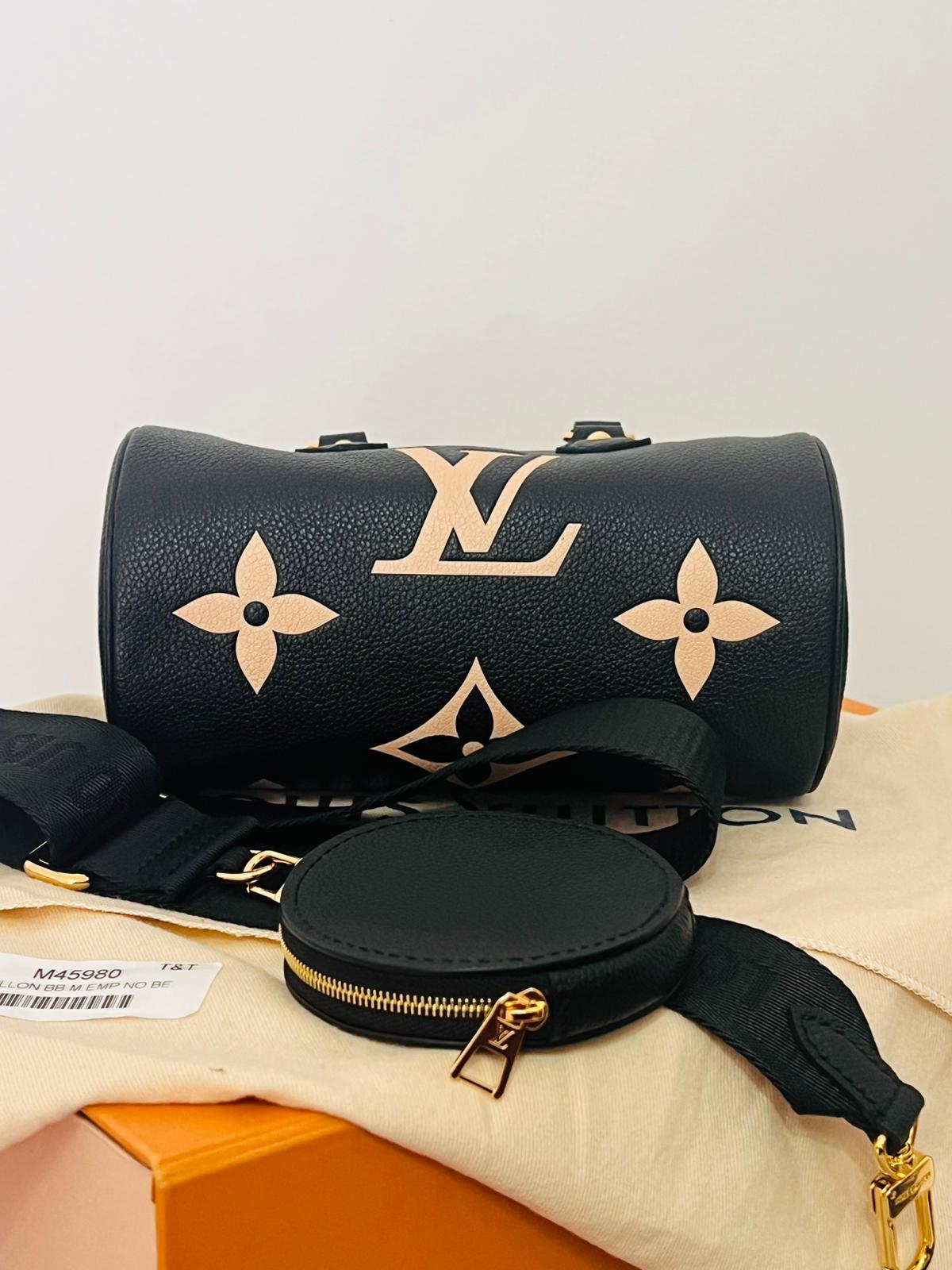 Louis Vuitton Papillon BB Monogram Empreinte nero / beige