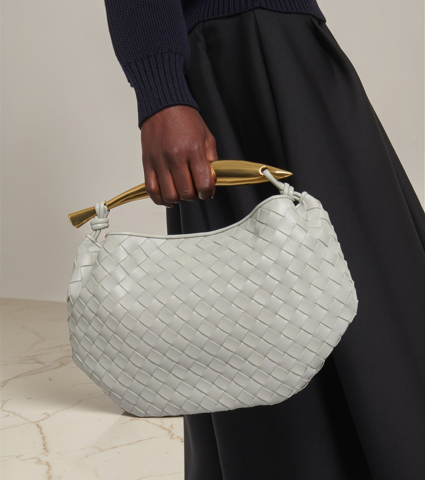 Bottega Veneta Sardine in pelle intrecciata grigia
