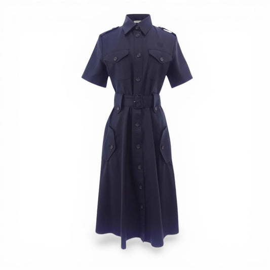 Miu Miu Abito Camicia in Tessuto Tecnico Blu Navy