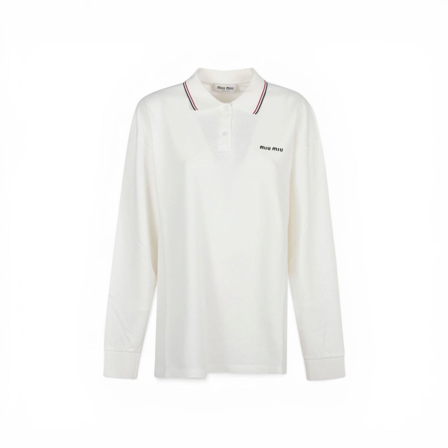 Miu Miu Polo bianca con logo ricamato