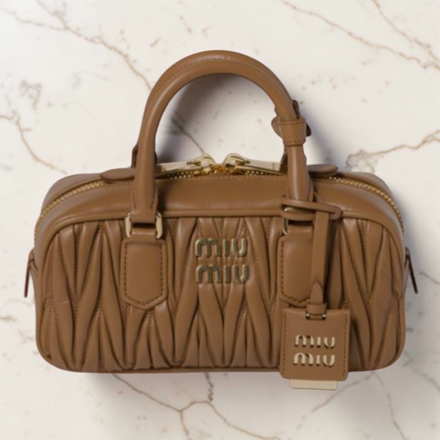 Miu Miu Arcadie in Nappa Matelassé Camel