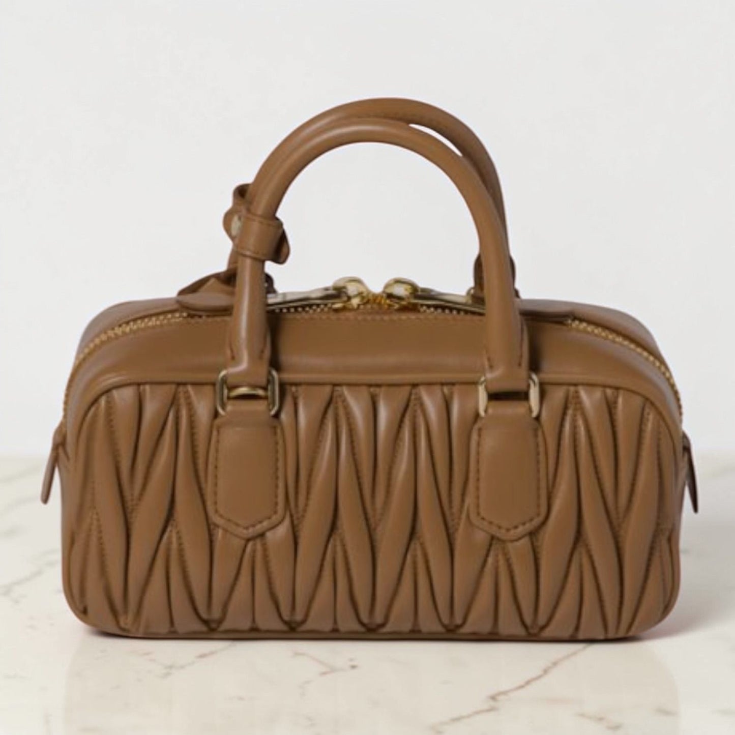 Miu Miu Arcadie in Nappa Matelassé Camel