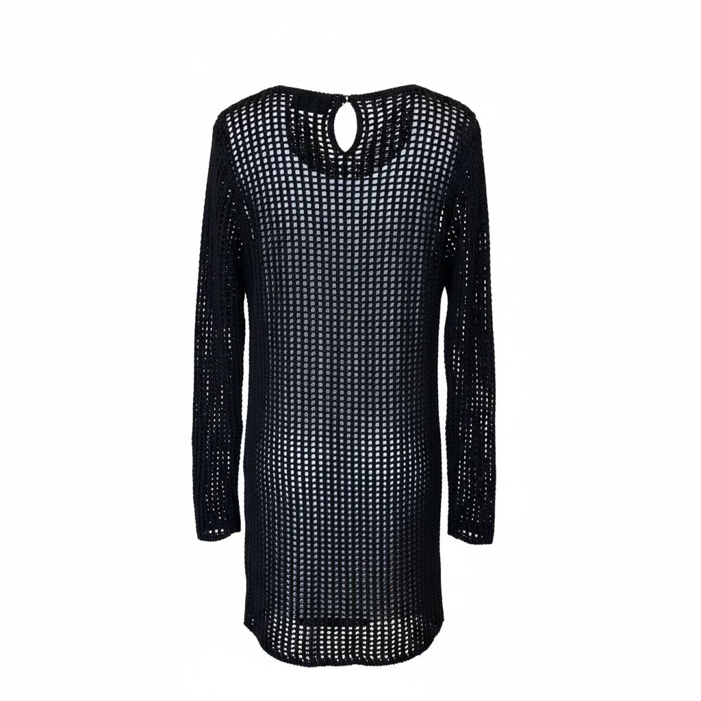 Prada Abito Nero in Maglia Traforata