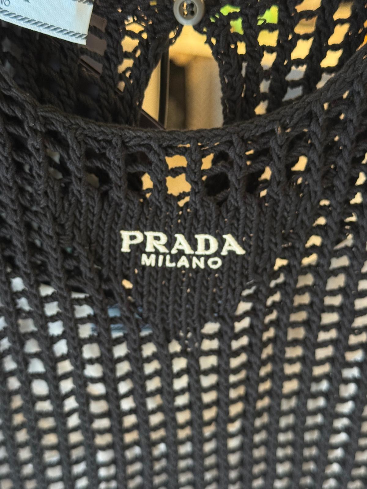 Prada Abito Nero in Maglia Traforata