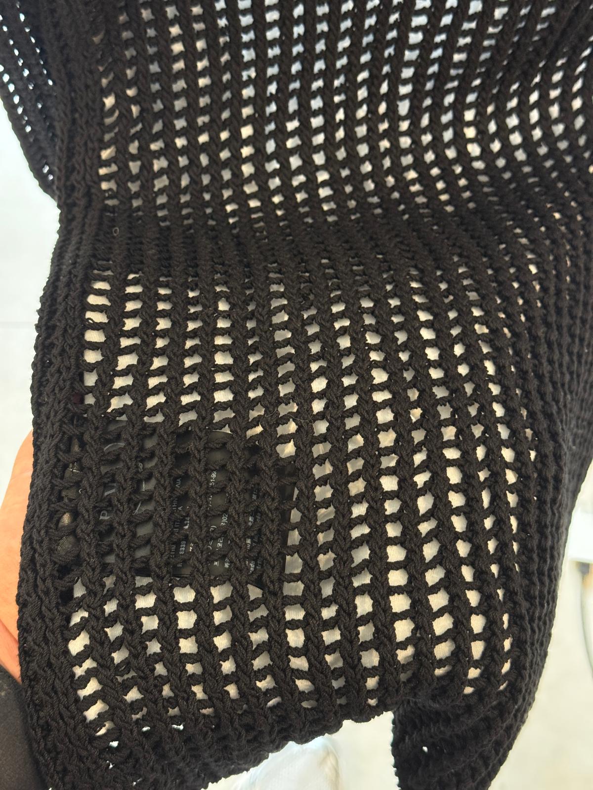 Prada Abito Nero in Maglia Traforata