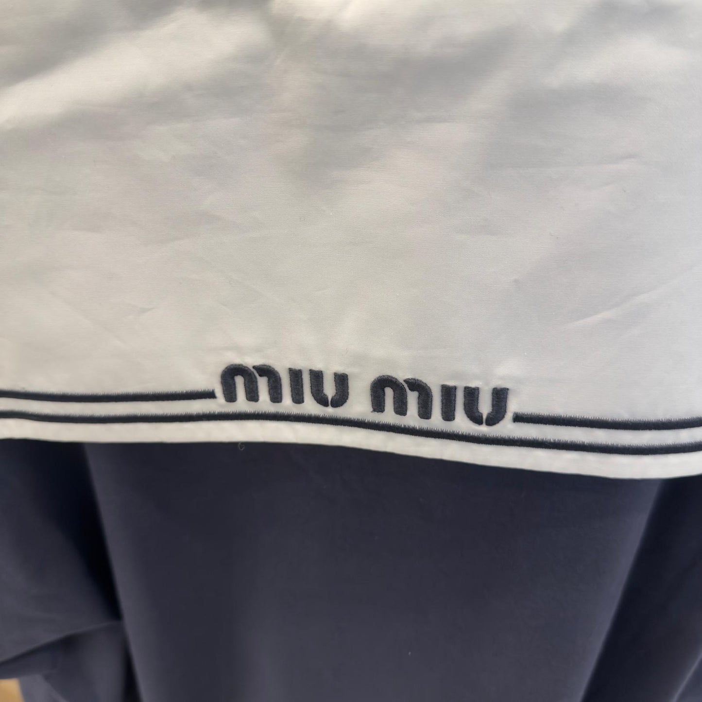 Miu Miu T-shirt in Cotone Blu con Colletto Marinaio