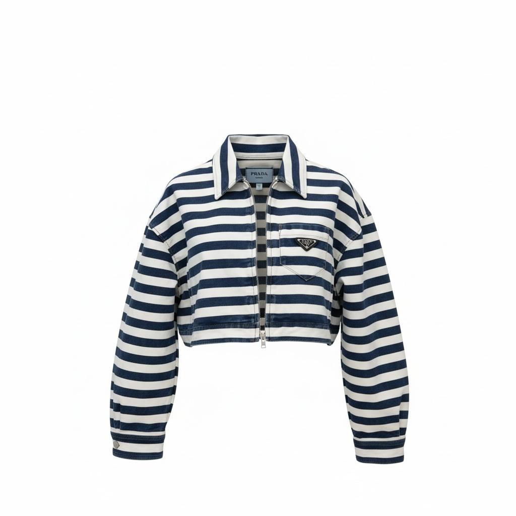 Prada giacca cropped a righe