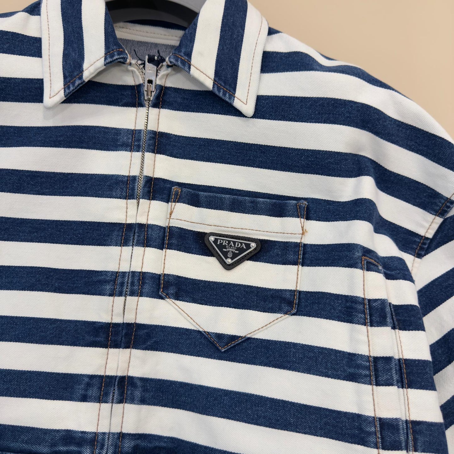 Prada giacca cropped a righe