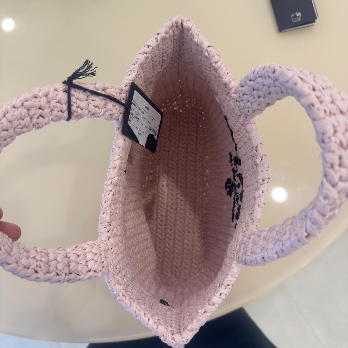 Prada Tote Bag all'Uncinetto Rosa Chiaro