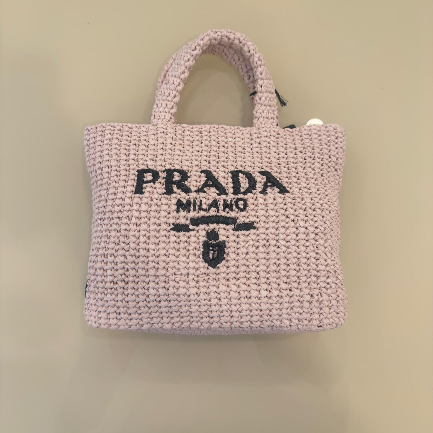 Prada Tote Bag all'Uncinetto Rosa Chiaro