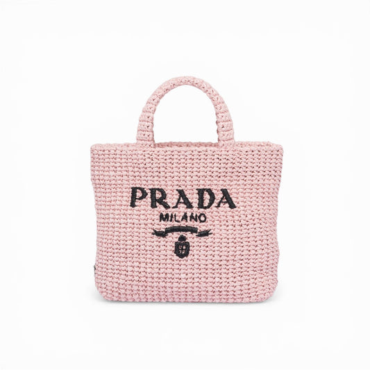 Prada Tote Bag all'Uncinetto Rosa Chiaro