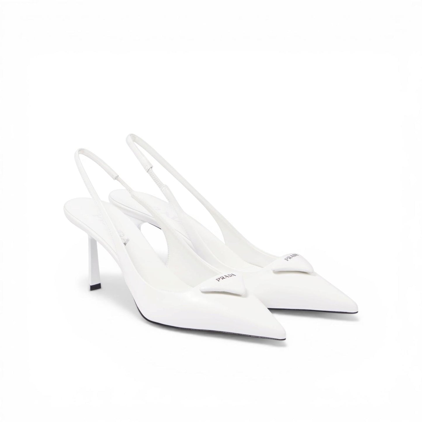 Prada Décolleté Slingback in Pelle Spazzolata Bianca