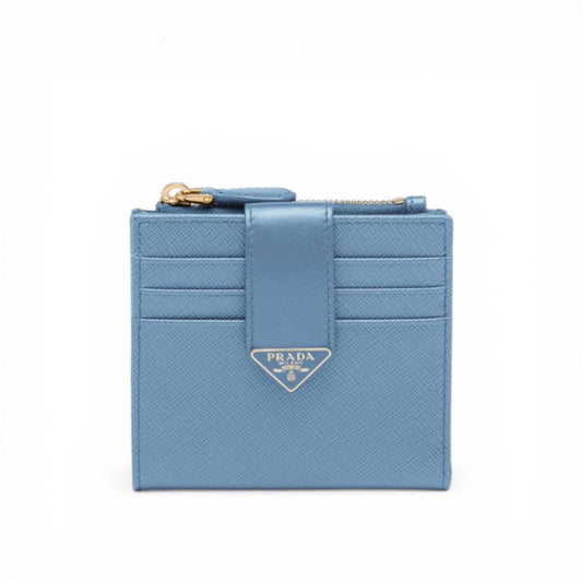 Prada Portacarte in Pelle Saffiano Azzurro